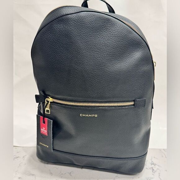 CHAMPS Leather Backpack LEATHER BAG, organizer, Adjustable Shoulder Strap New - Picture 9 of 16